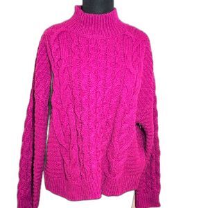 Women's Cable Knit Sweater - Pink